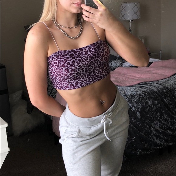 Tops | Purple Cheetah Print Crop Top 